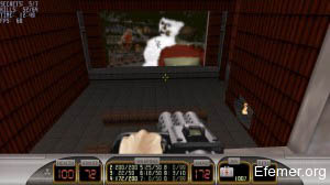 Снеговик-маньяк на экране кинотеатра Duke Nukem 3D: Megaton Edition