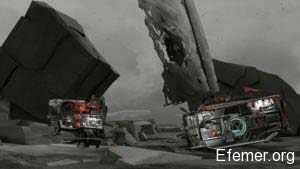 Скриншот сухопутного корабля развалившегося пополам из игры FAR: Lone Sails