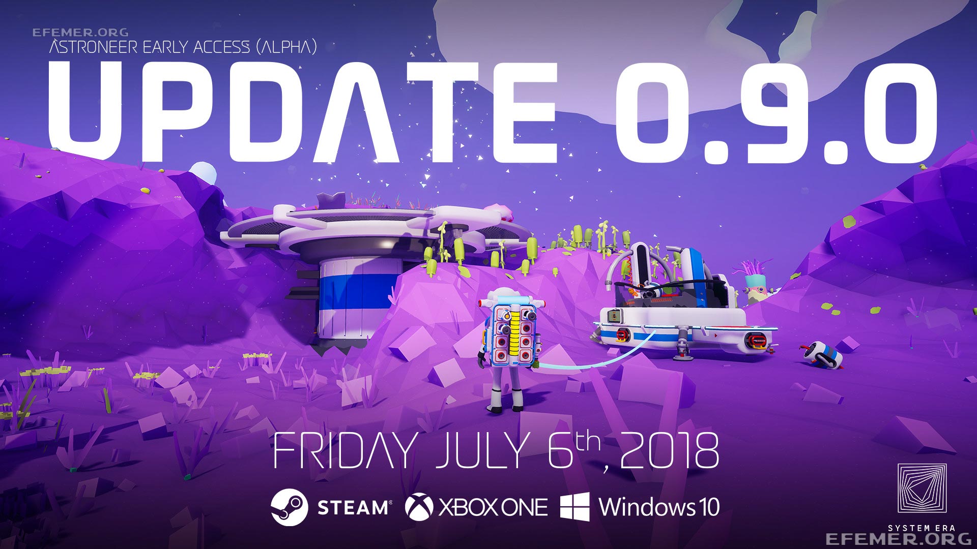 Обложка патча 0.9.0 из игры Astroneer
