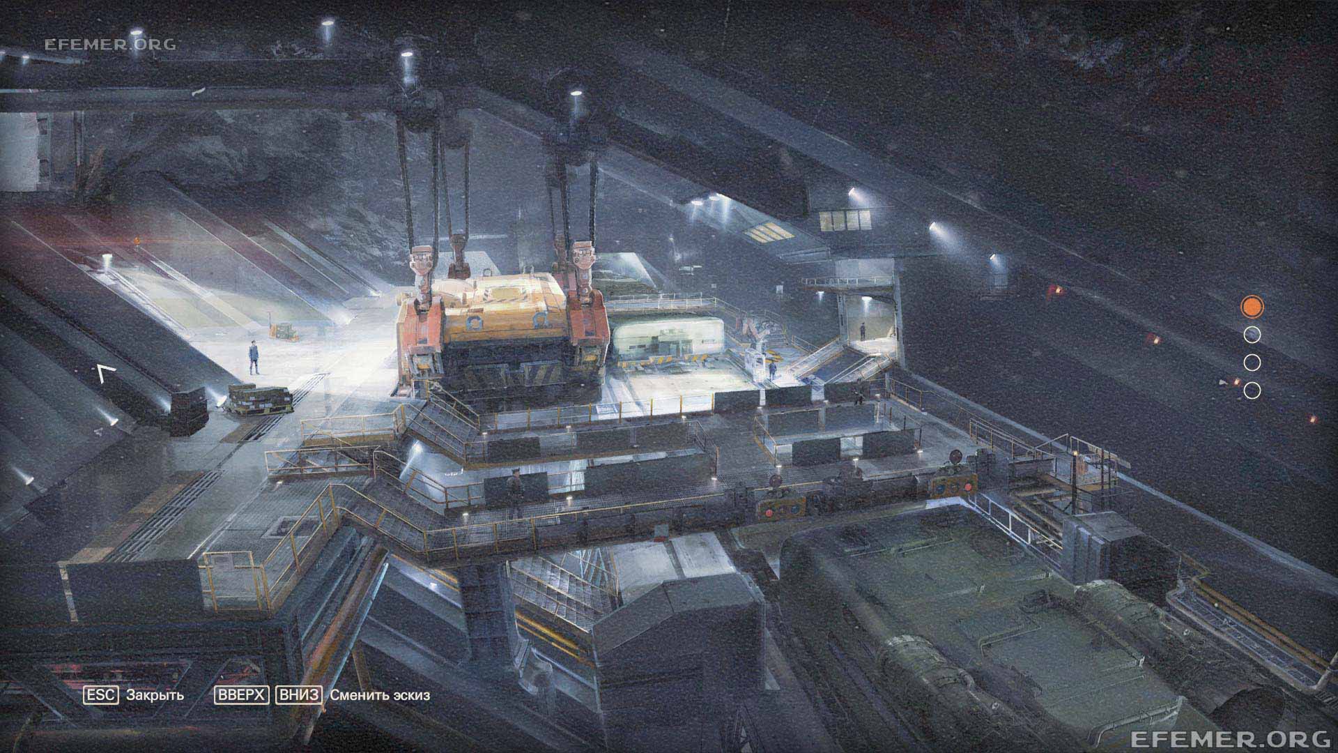 Эскиз «Подземная железнодорожная станция» из игры Wolfenstein II: The New Colossus