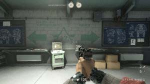 Указатель, висящий на стене в катакомбах, Wolfenstein II: The New Colossus