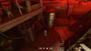 Находящийся около бочки эскиз №47 «Интерьеры Молота Евы», Wolfenstein II