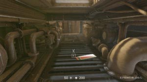 Лежащий на полу эскиз №7 «Отсек F», Wolfenstein II