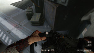 Золото №20 «Уберсолдат», спрятанное между ящиков, Wolfenstein II: The New Colossus