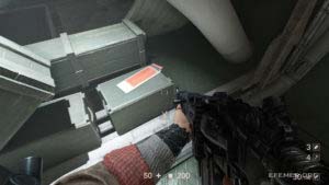 Лежащий на ящике эскиз №3 «Аусмерцер», Wolfenstein II