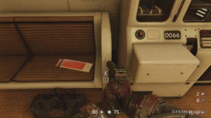 Эскиз №44 «Интерьеры базы на Венере», лежащий на скамейке, Wolfenstein II: The New Colossus