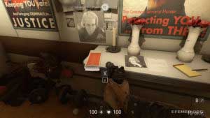 Эскиз №40 «Поселение на аэростате», лежащий на столе, Wolfenstein II: The New Colossus