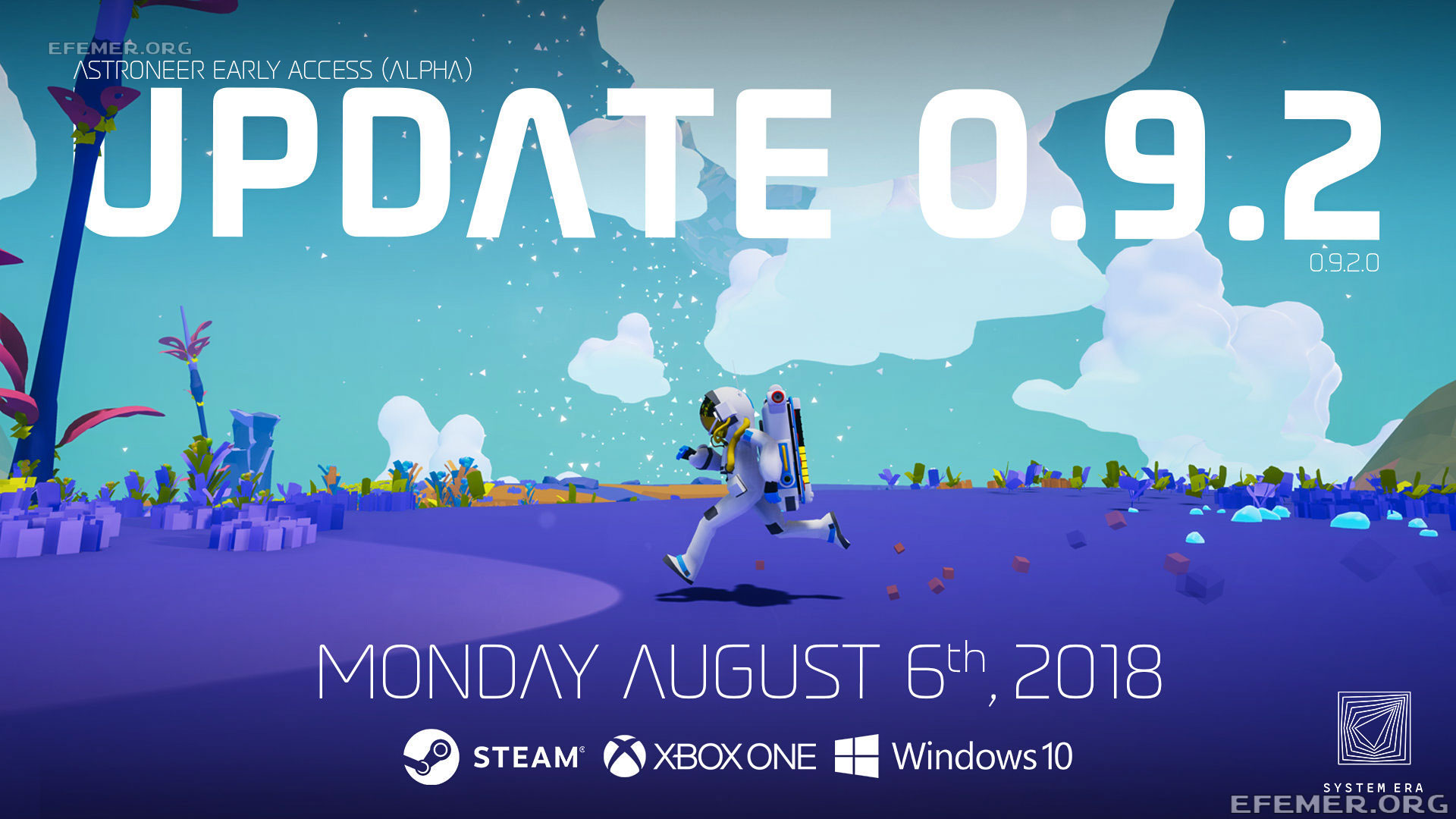 Скриншот обложки патча 0.9.2 из игры Astroneer