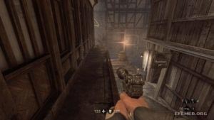 Коллекционное золото №52, находящееся около вывески лодочного домика, Wolfenstein: The Old Blood