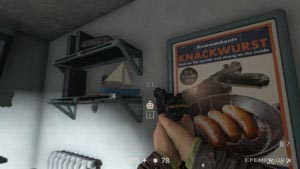 Игрушка Макса №10 «Парусная лодка», стоящая на полке, Wolfenstein II: The New Colossus