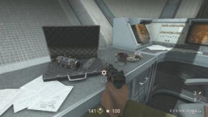 Улучшение оружия «Встроенный глушитель», лежащий на столе, Wolfenstein II: The New Colossus