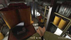 Улучшение оружия «Увеличенный магазин», скрытое возле бочек, Wolfenstein II: The New Colossus