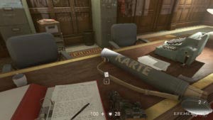 Карта уровня, лежащая возле печатной машинки, Wolfenstein II: The New Colossus