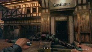 Вывеска таверны как ориентир для золота №40, Wolfenstein: The Old Blood