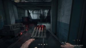 Деревянный подъём, за которым спрятана решётка вентиляции, Wolfenstein: The New Order