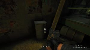 План канализации, лежащий на бочке, Wolfenstein: The New Order