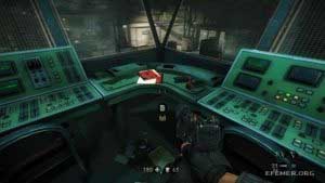 Фрагмент кода машины «Энигма» 3:9, лежащий на пульте, Wolfenstein: The New Order
