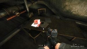 Фрагмент кода машины «Энигма» 3:2, лежащий на столе, Wolfenstein: The New Order