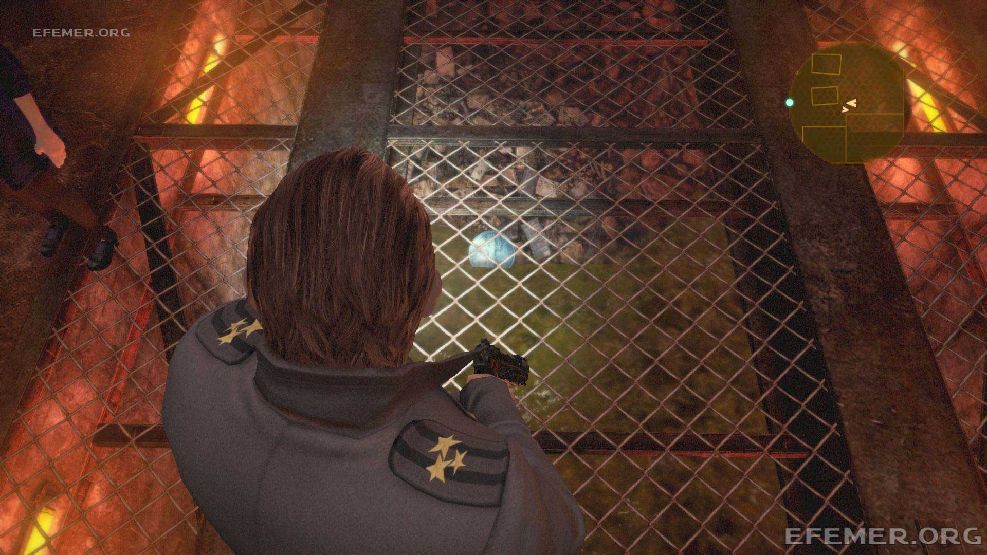 Эмблема вышки №9, спрятанная под решёткой, Resident Evil Revelations 2