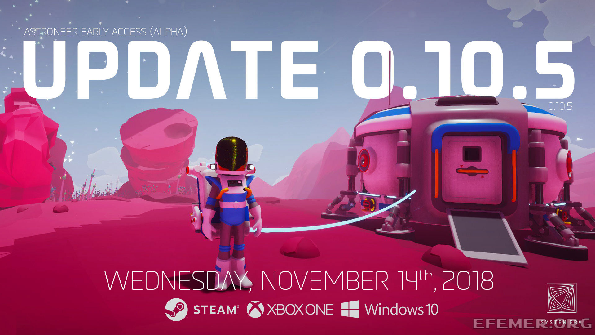 Обложка патча «Update 0.10.5» игры Astroneer