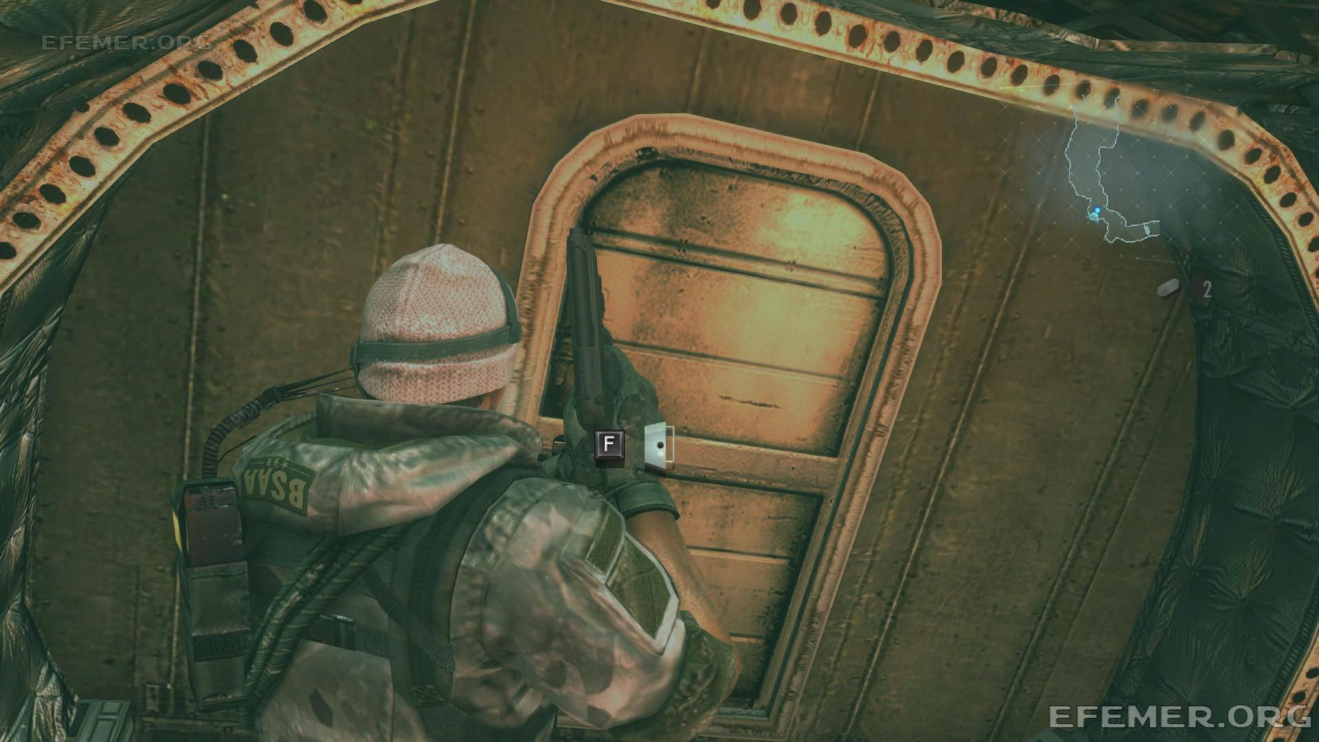 Дверь кабины самолёта как ориентир для отпечатка №5, Resident Evil Revelations