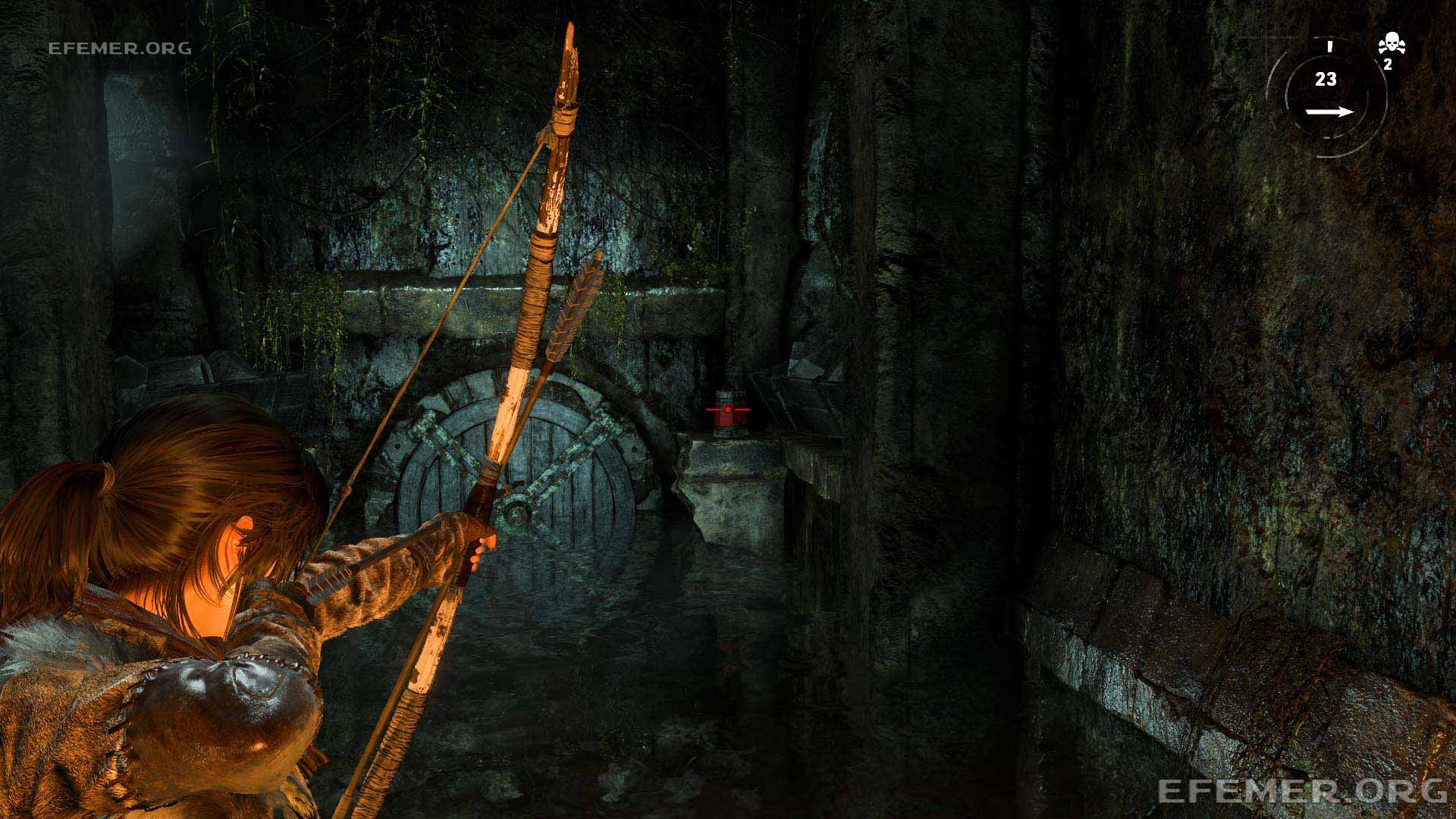 Бомба, стоящая возле затычки, Rise Tomb Raider