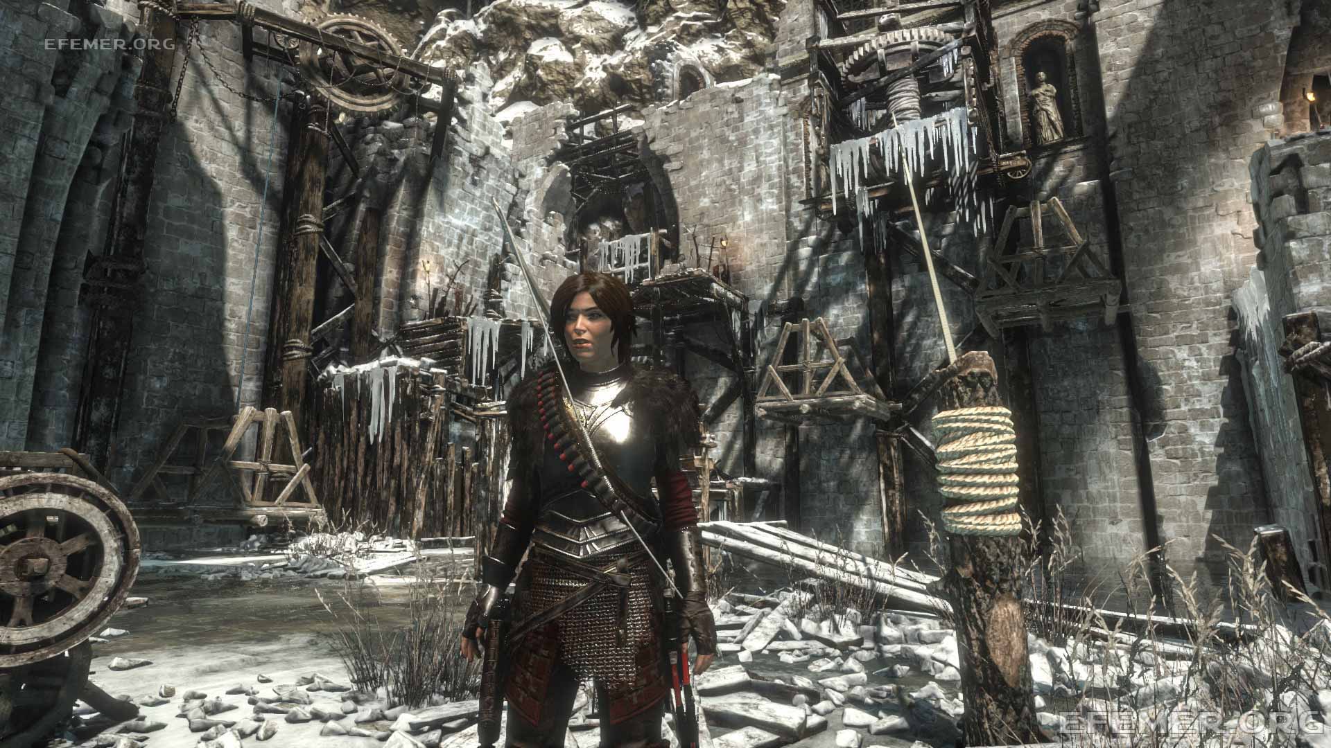 Канат привязанный к столбу, Rise Tomb Raider
