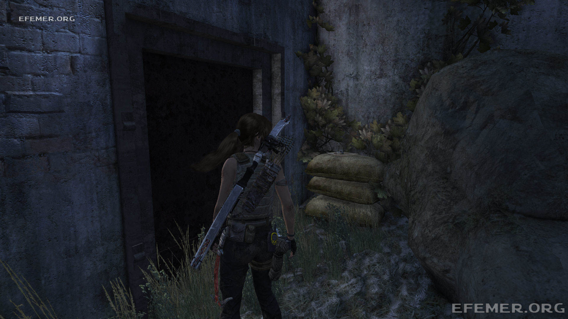 Карта сокровищ, лежащая на мешках, Tomb Raider 2013