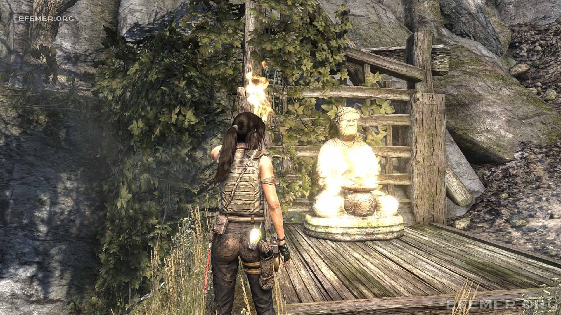 Статуя №1, около которой нужно зажечь огонь, Tomb Raider 2013