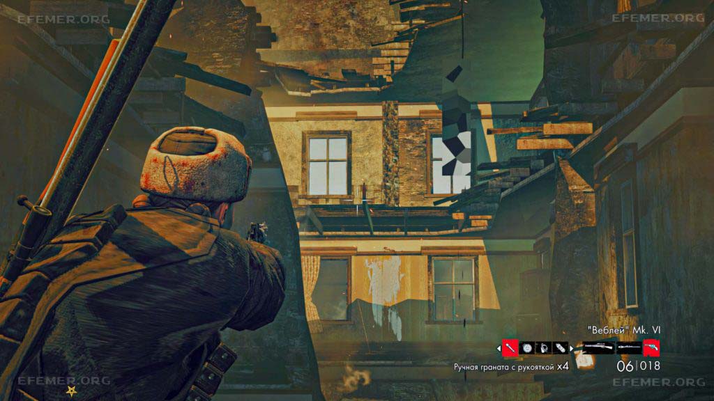 Бутылка №3, стоящая на сломанном перекрытии, Zombie Army Trilogy