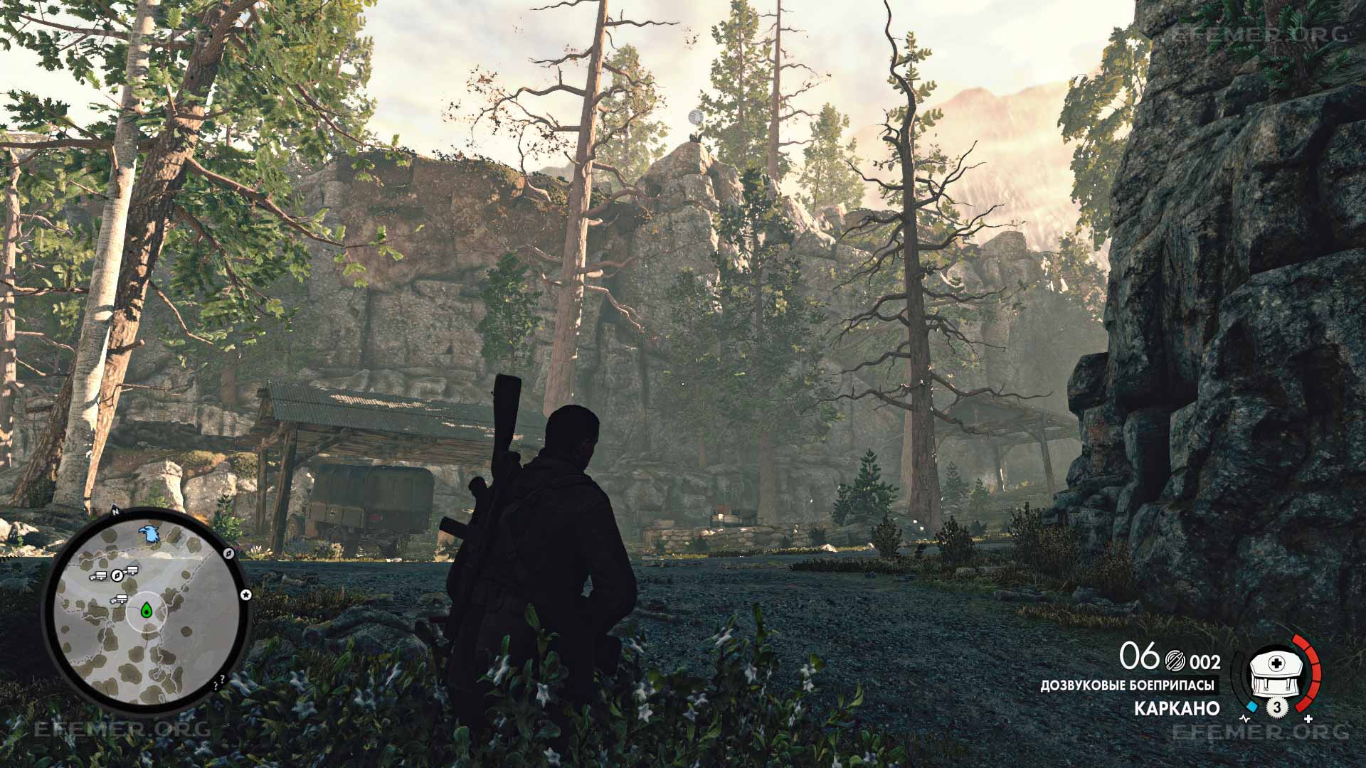 Каменный орёл, стоящий на вершине скалы, Sniper Elite 4