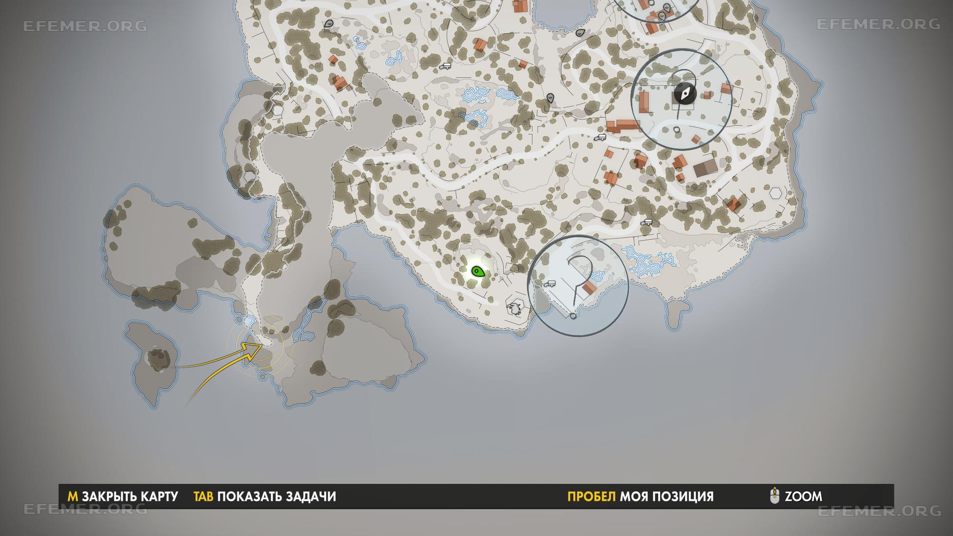 Местонахождение каменного орла и письма на карте, Sniper Elite 4