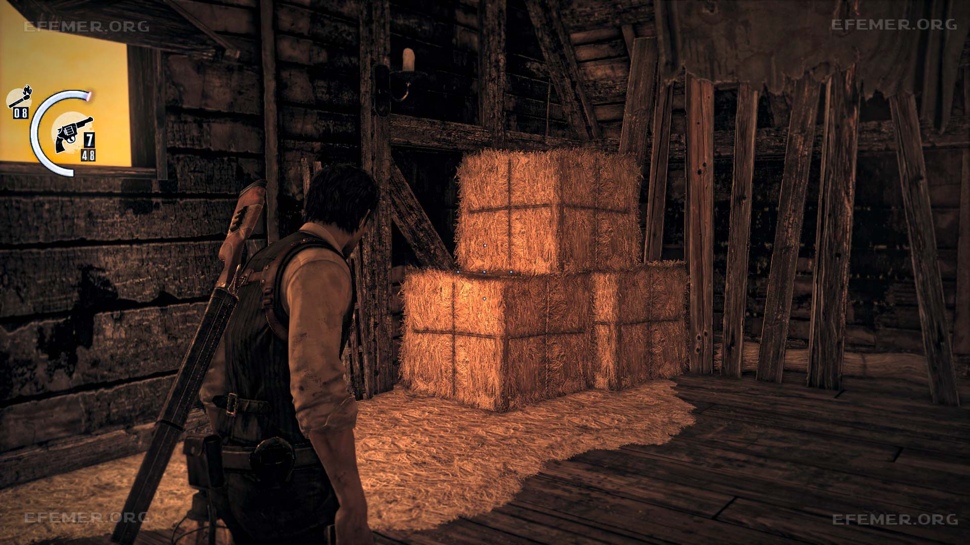 Тюк сена, за которым скрыта статуэтка с ключом, The Evil Within 1
