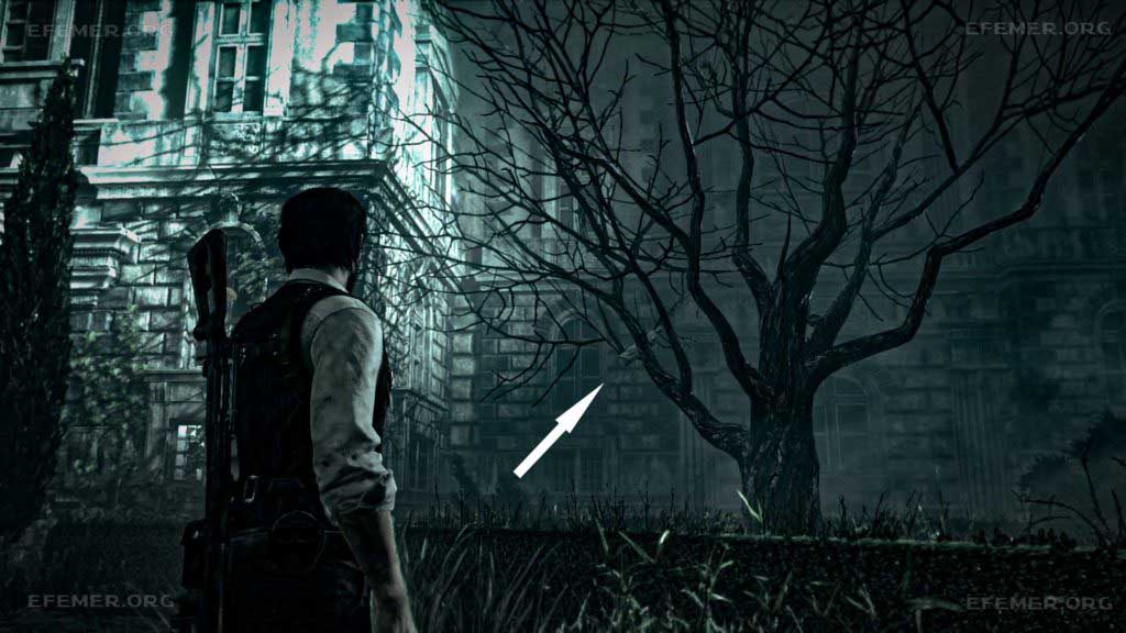 Фигурка с ключом, застрявшая в ветвях дерева, The Evil Within 1
