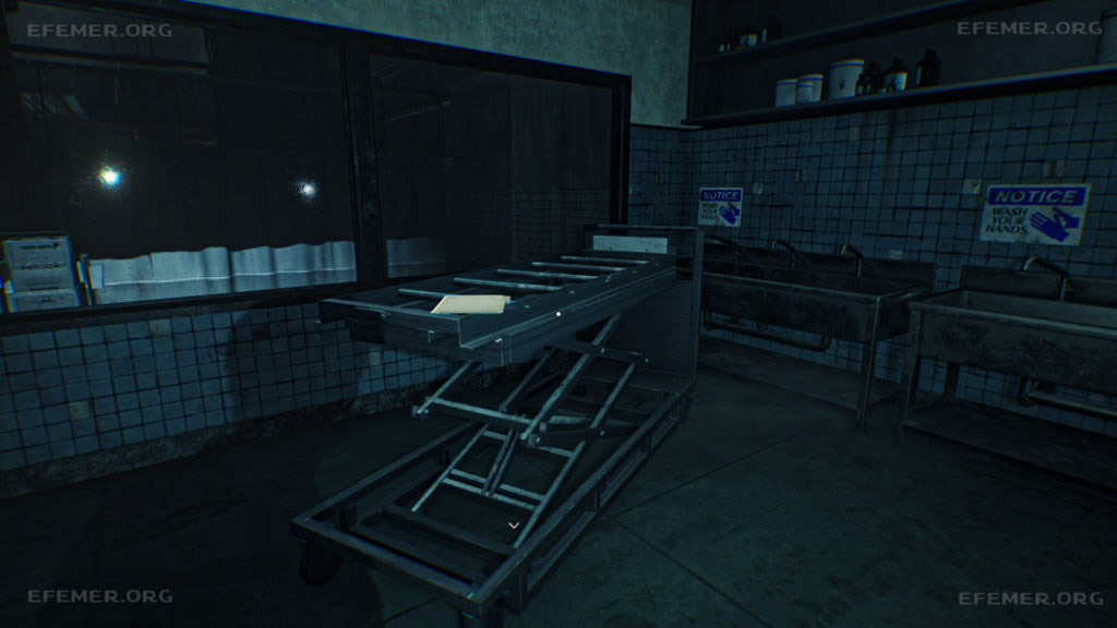 Документ “Отчёт: «Исследования сбоя»”, лежащий на каталке, The Evil Within 2