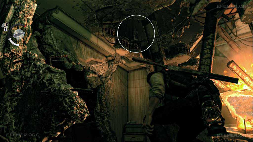 Статуэтка с ключом, стоящая в проломе, The Evil Within 1