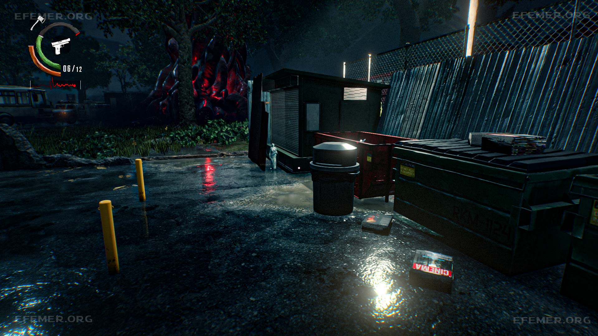 Статуэтка с ключом, стоящая возле мусорных баков, The Evil Within 2