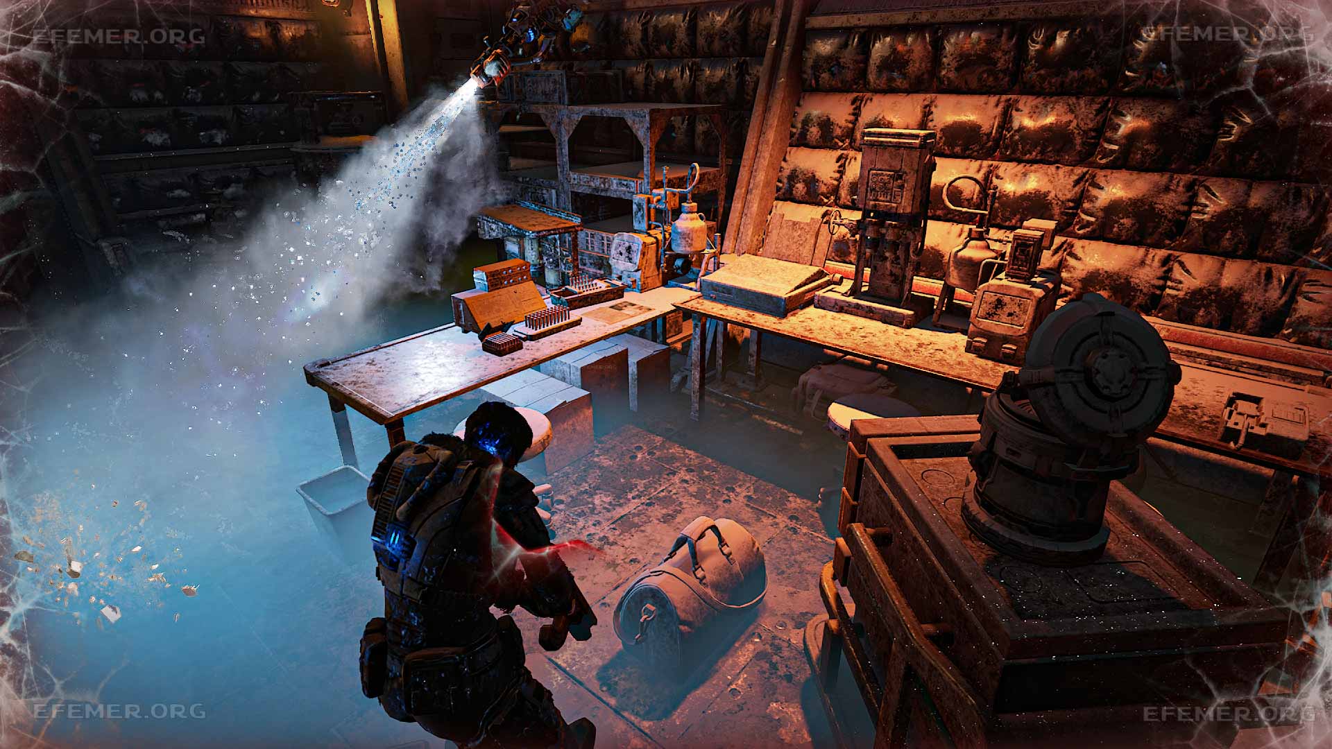 Анализ пациента EV-184-9, лежащий на столе, Gears 5