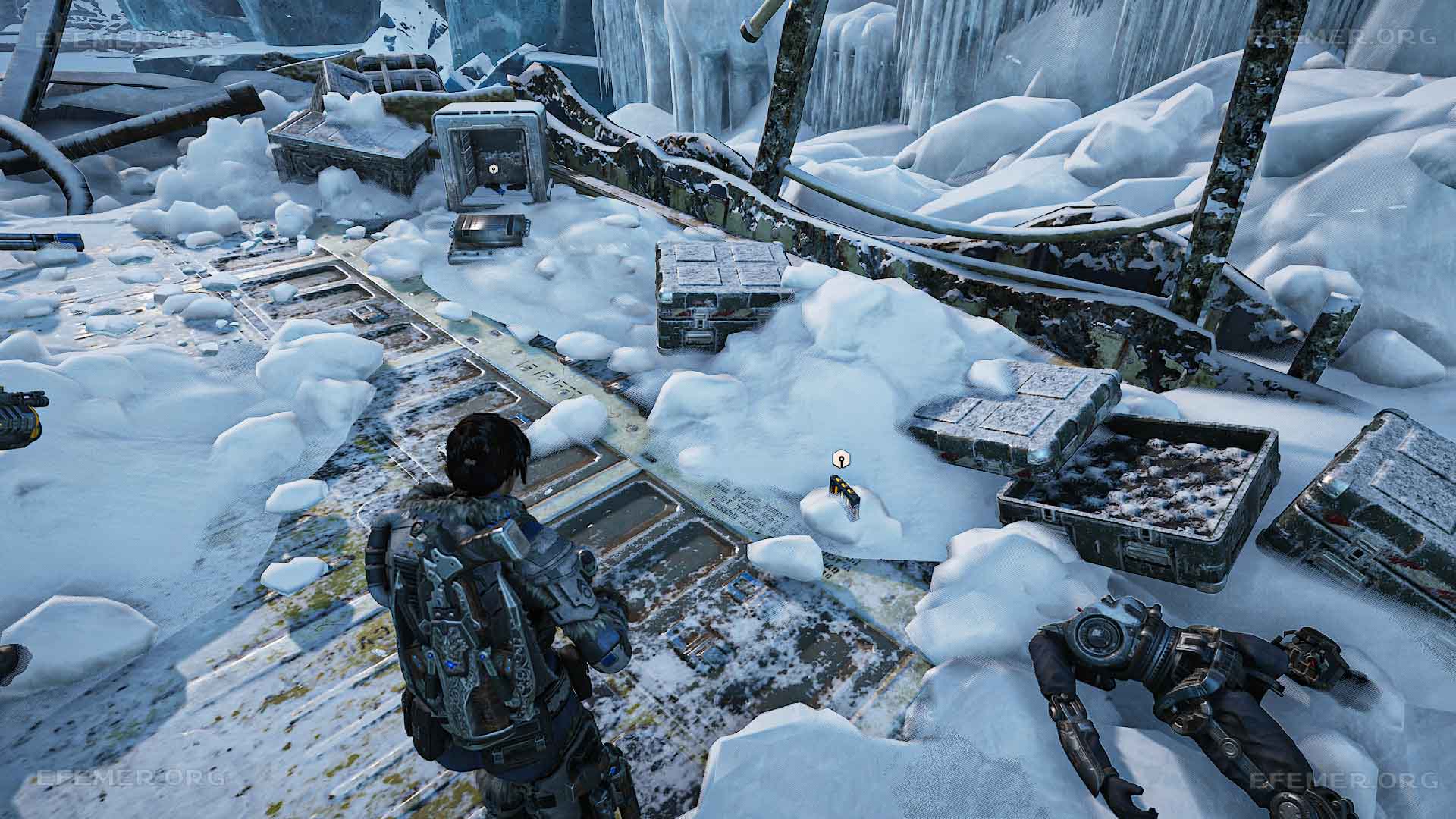 Детали, валяющиеся в снегу, Gears 5