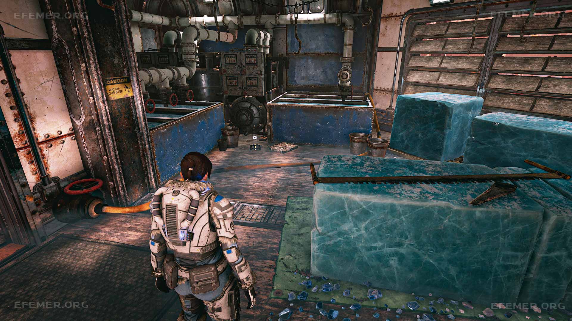 Деталь, лежащая около глыб льда, Gears 5