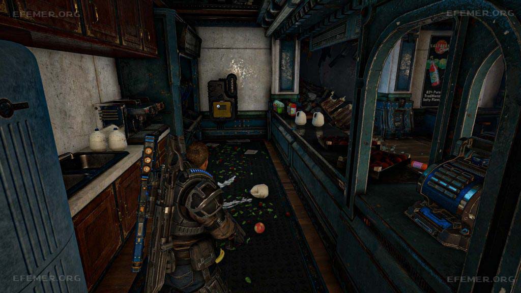 Жёлтый шкафчик с деталью, игра Gears 5