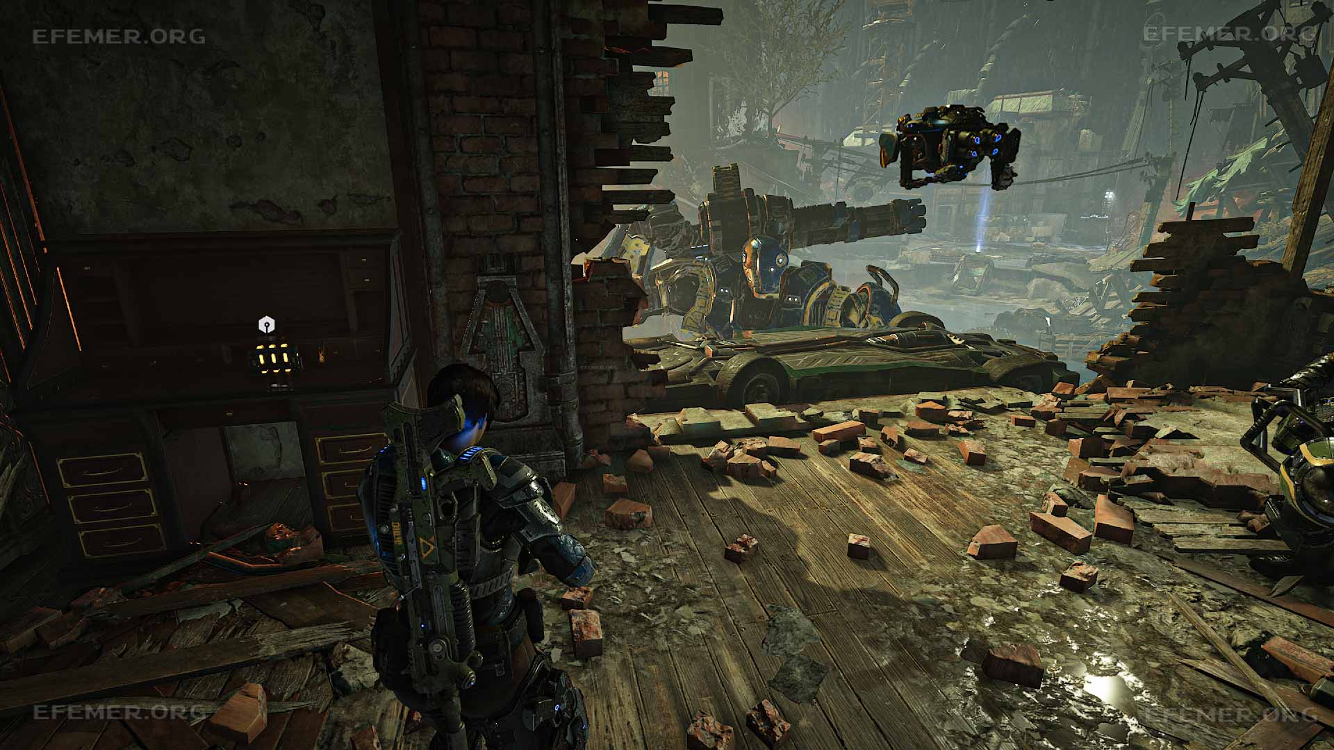 Запчасти, разбросанные на столе, Gears 5