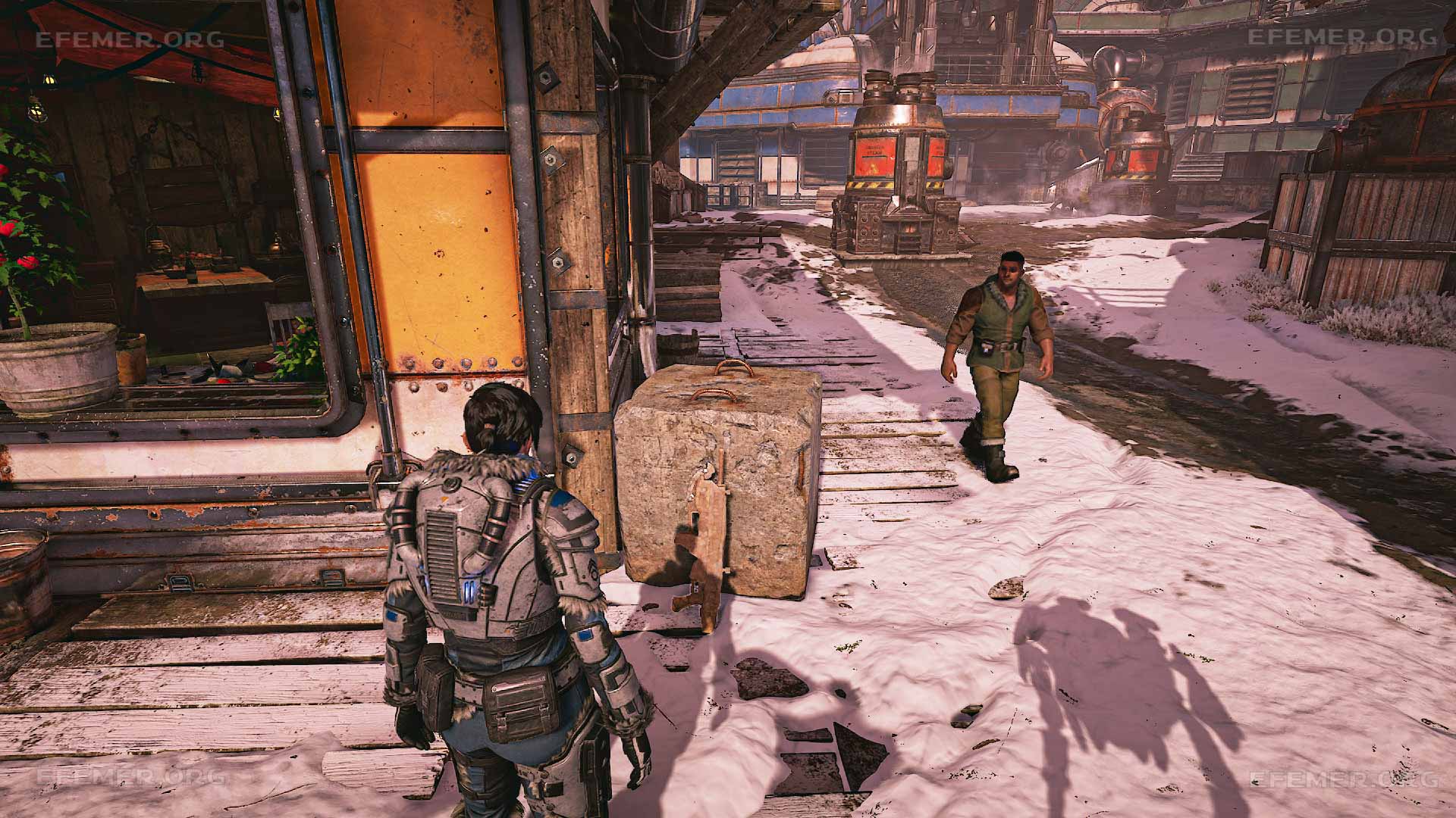 Деревянный игрушечный “Лансер”, прислонённый к блоку, Gears 5