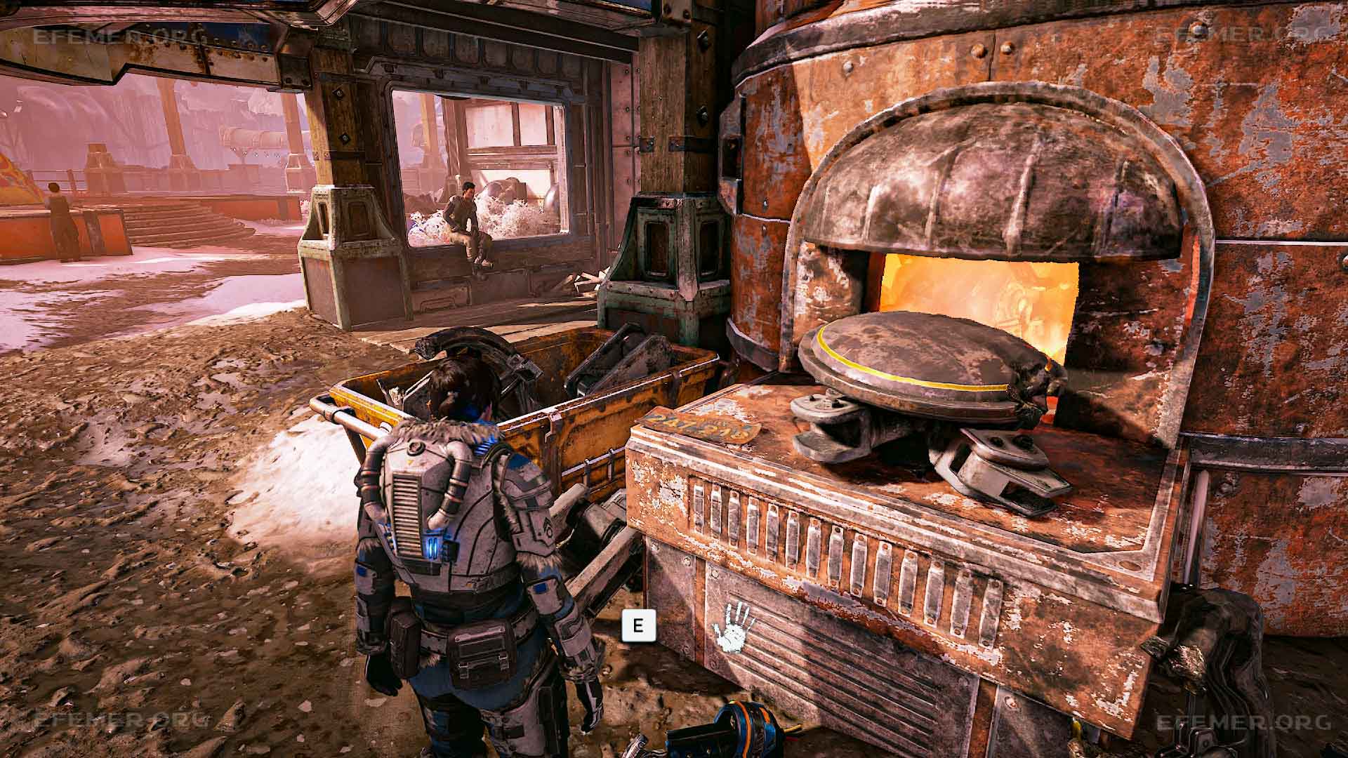 Номерной знак из Илима-сити, лежащий на жаровне, Gears 5