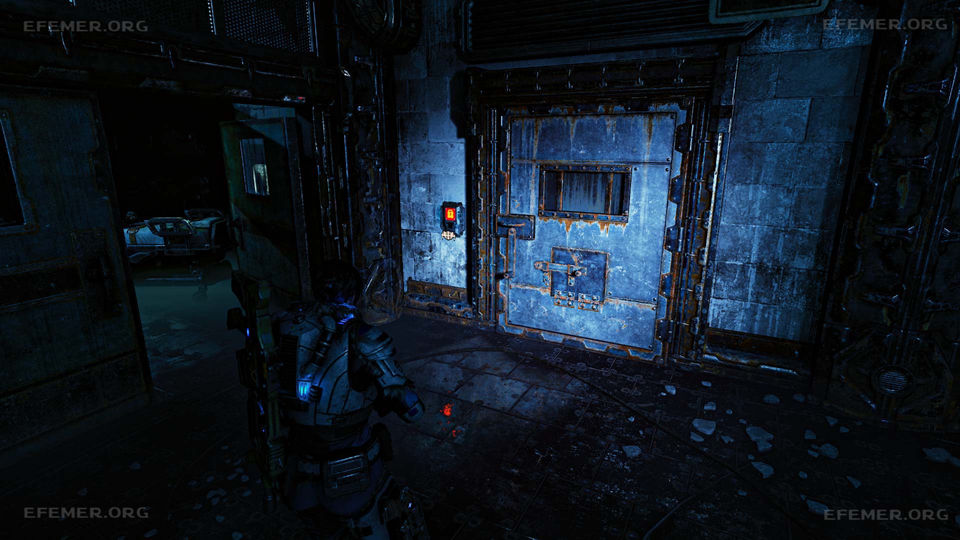 Запертая дверь, за которой скрыта детали и коллекционный предмет, Gears 5