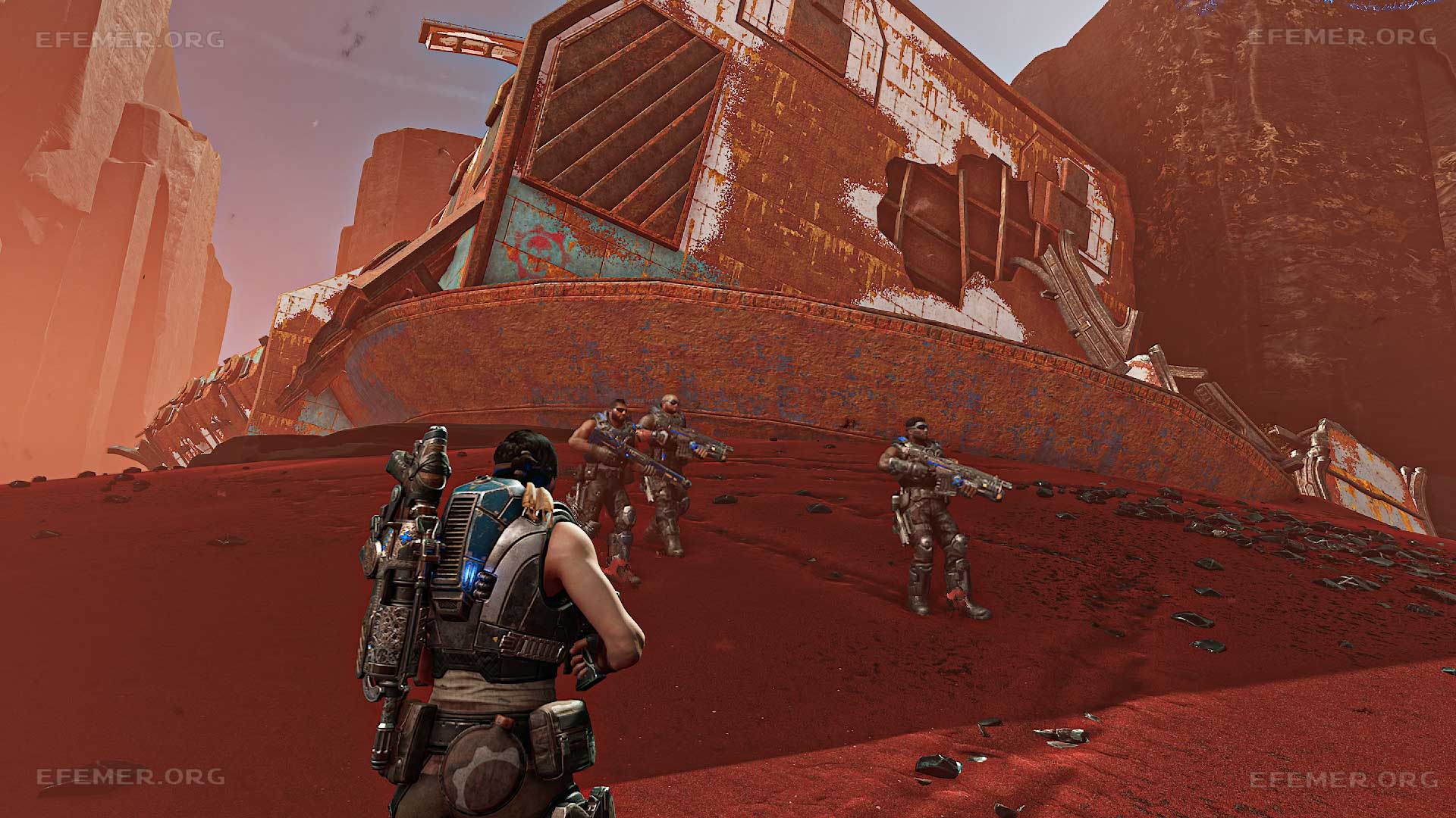 Эмблема Gears 5 на остове корабля