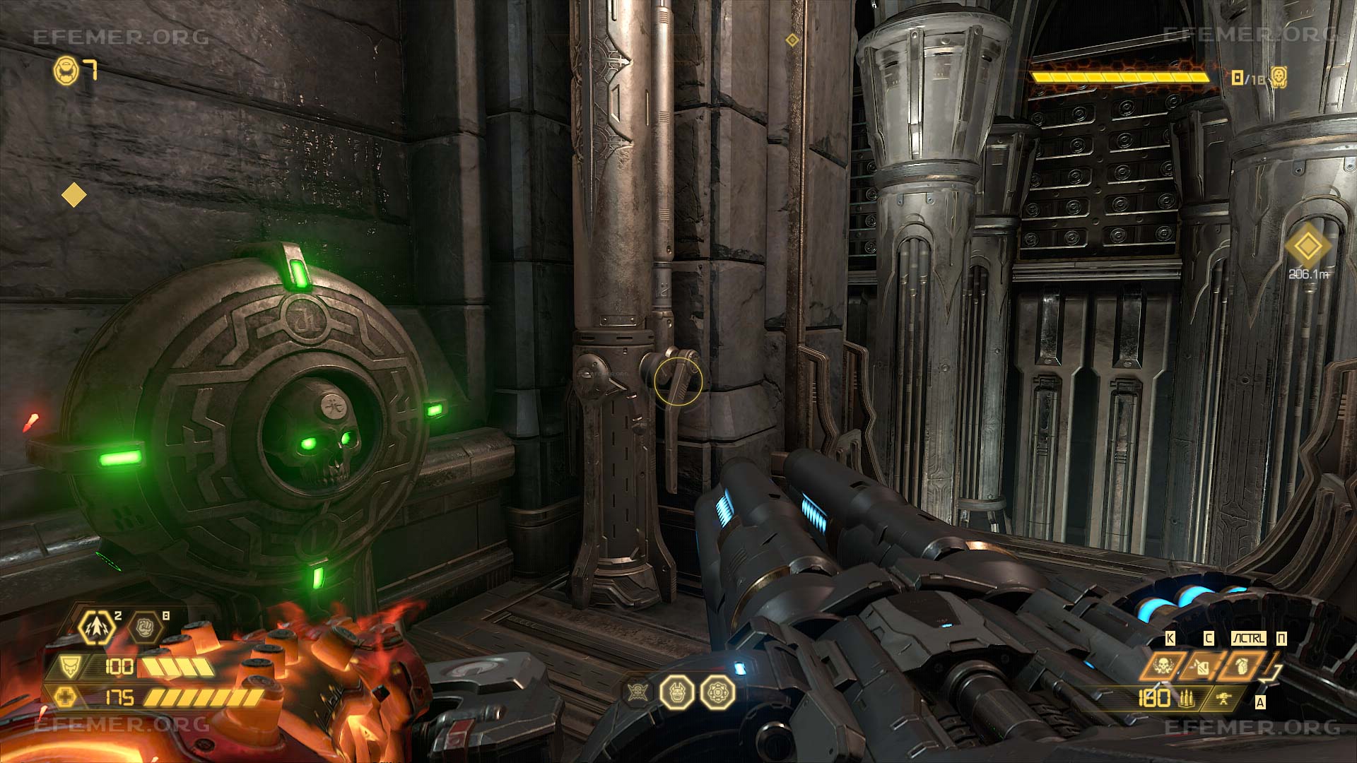 Зелёный череп открывающий секрет, Doom Eternal