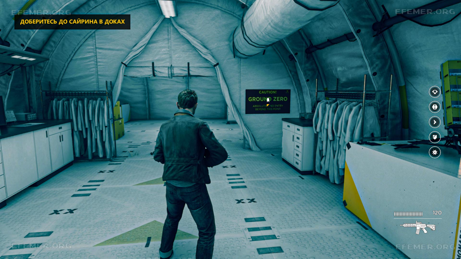 Знак «Эпицентр», висящий на стене Знак «Эпицентр», висящий на стене, Quantum Break