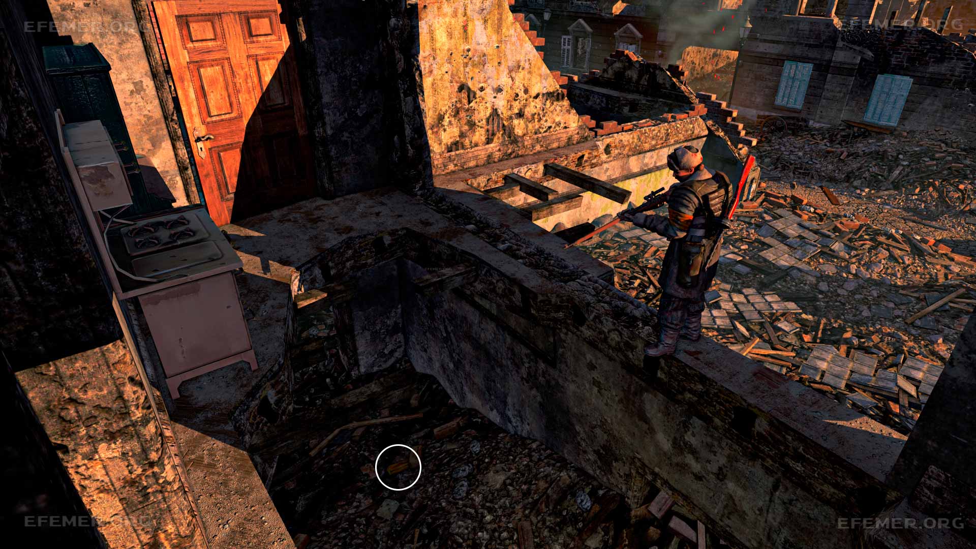 Золотой слиток №1, валяющийся в проломе, Sniper Elite V2 Remastered