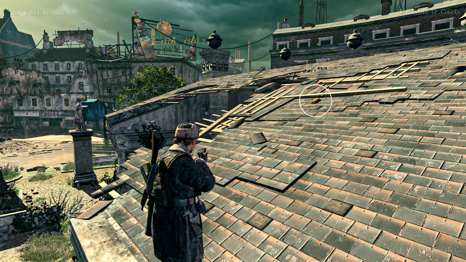 Золотой слиток №4, лежащий на крыше станции метро, Sniper Elite V2 Remastered